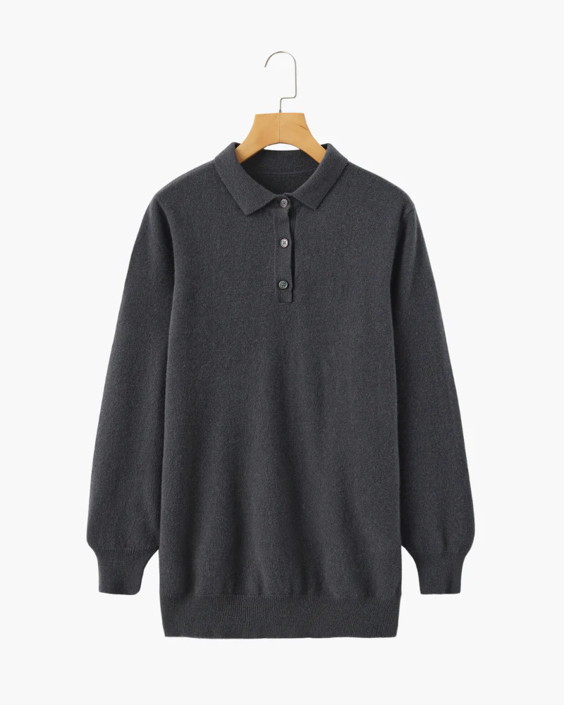Cashmere Polo Sweater - Dark Gray