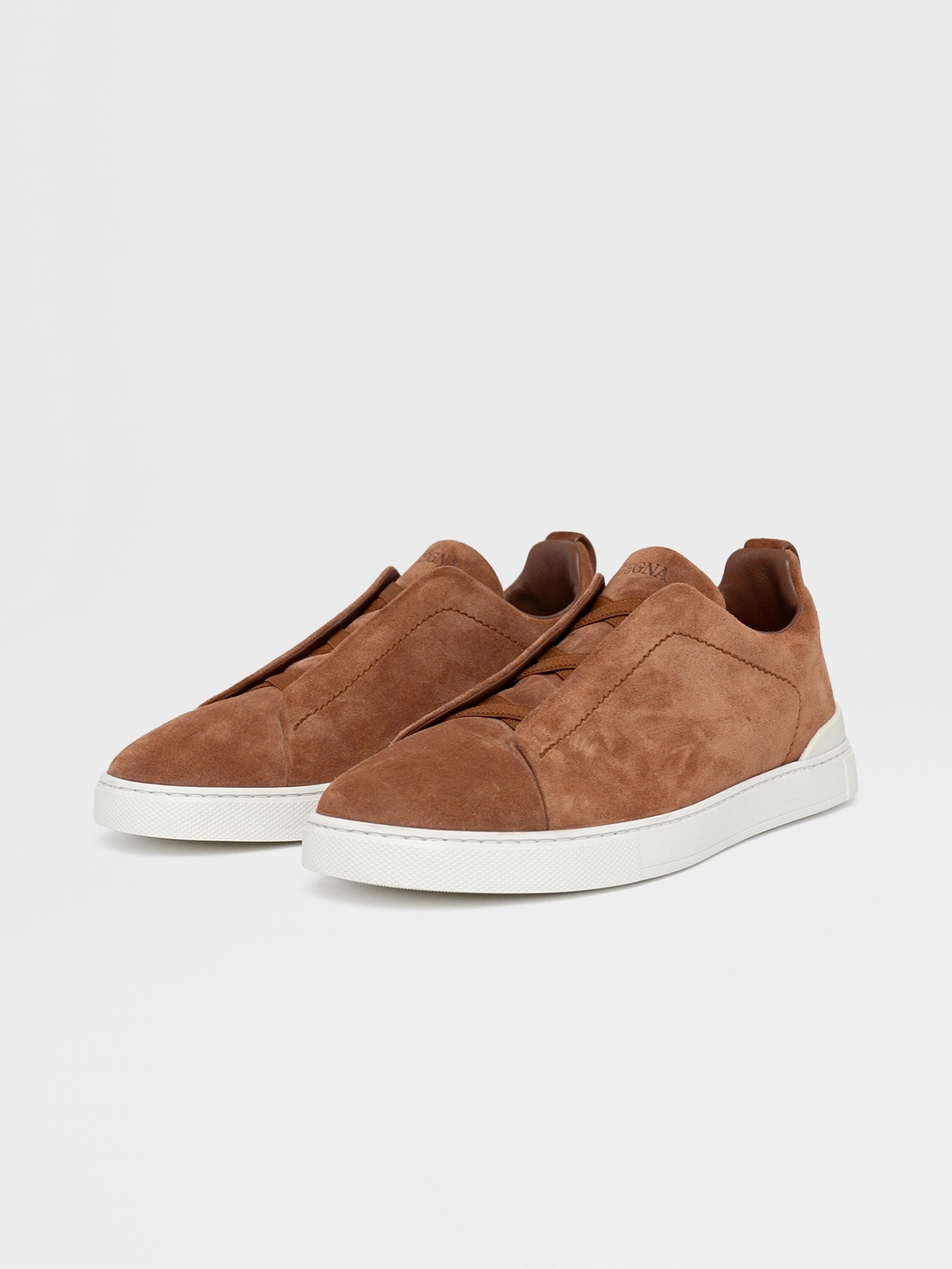 Triple Stitch Suede Slip-On Sneaker – Tobacco