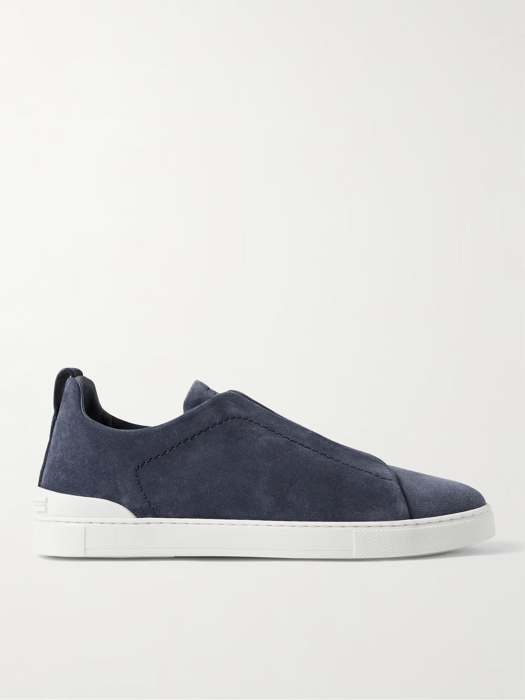 Triple Stitch Suede Slip-On Sneaker – Navy