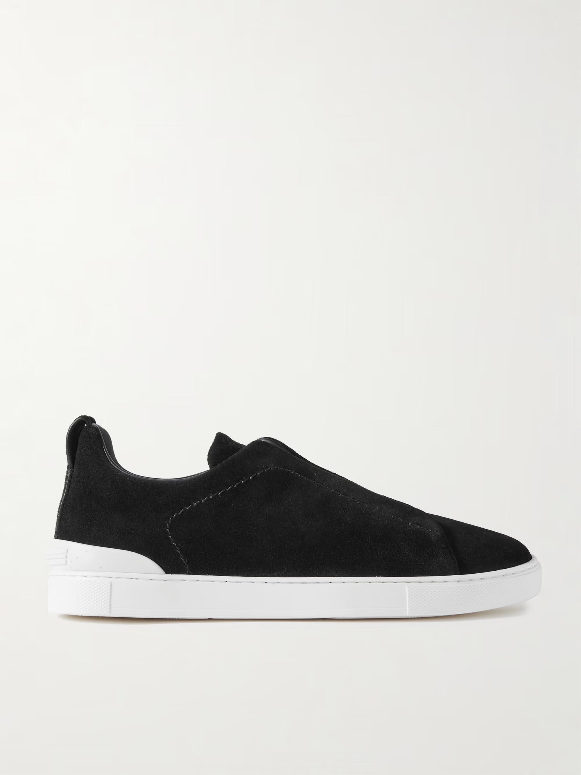 Triple Stitch Suede Slip-On Sneaker – Black