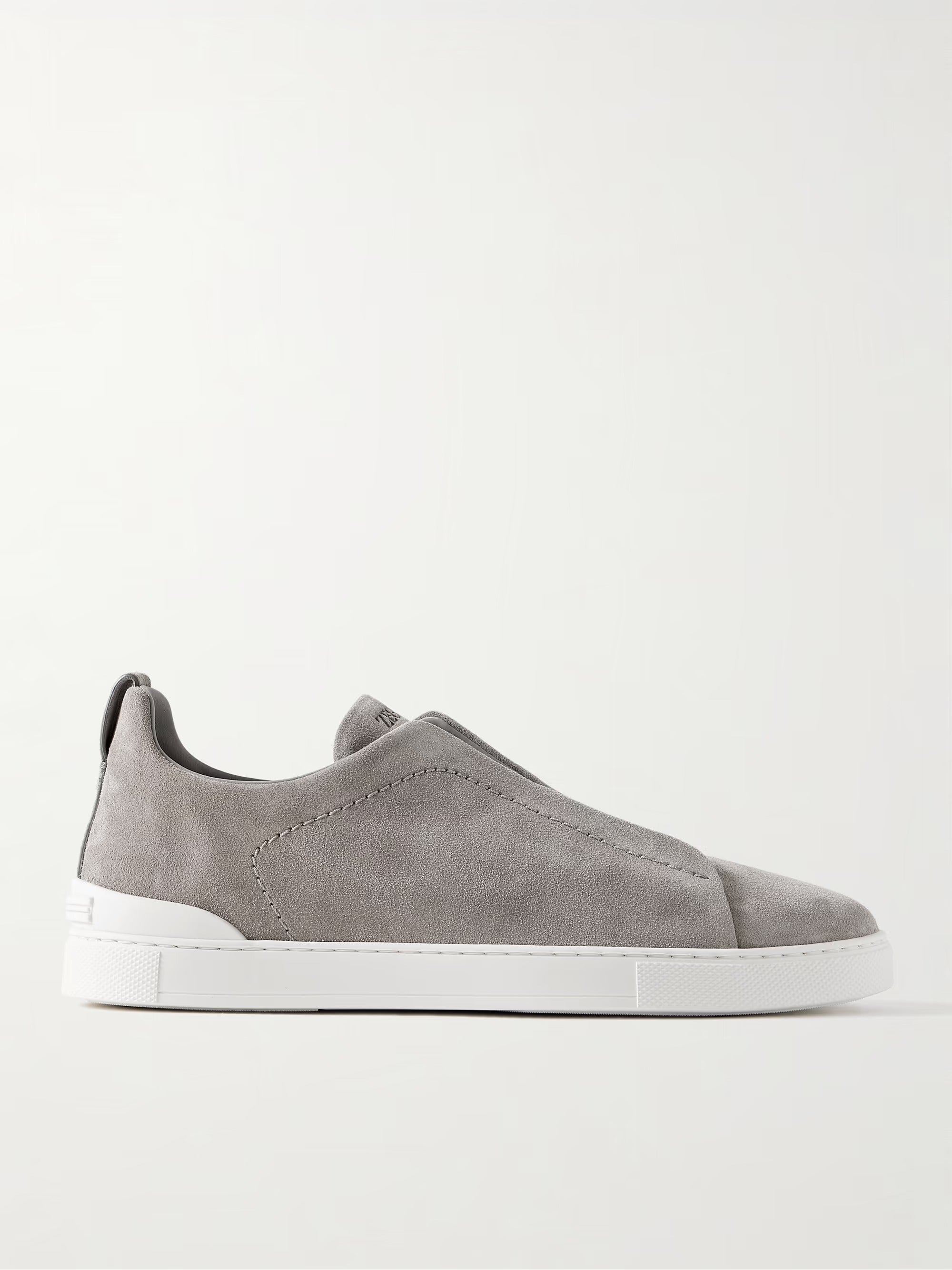 Triple Stitch Suede Slip-On Sneaker – Gray