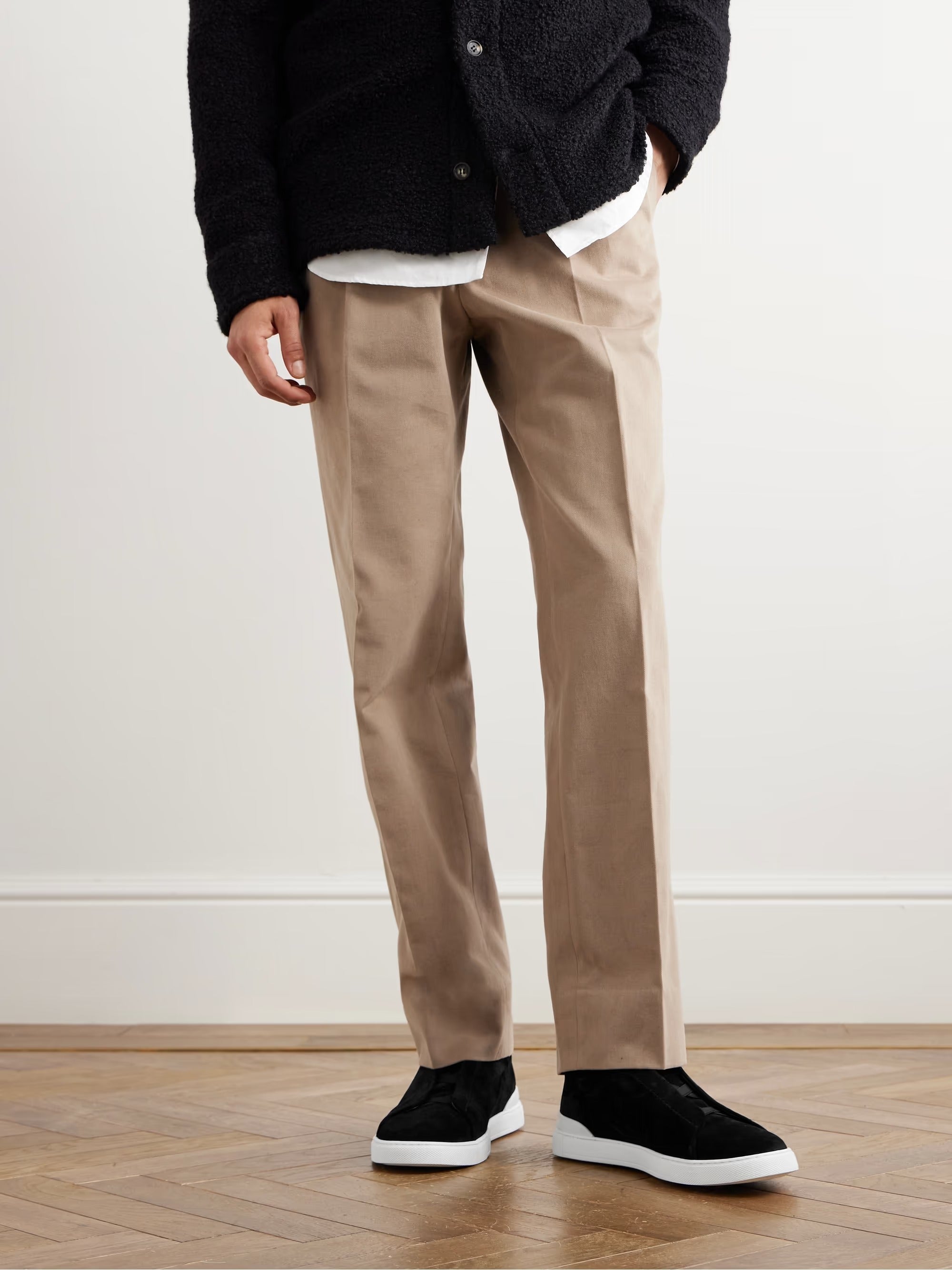 Triple Stitch Suede Slip-On Sneaker – Black