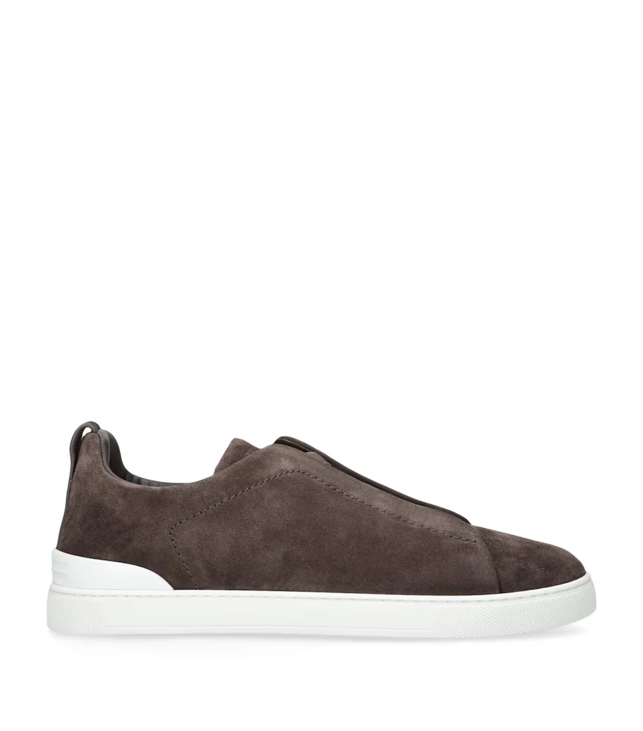 Triple Stitch Suede Sneakers - Dark Grey