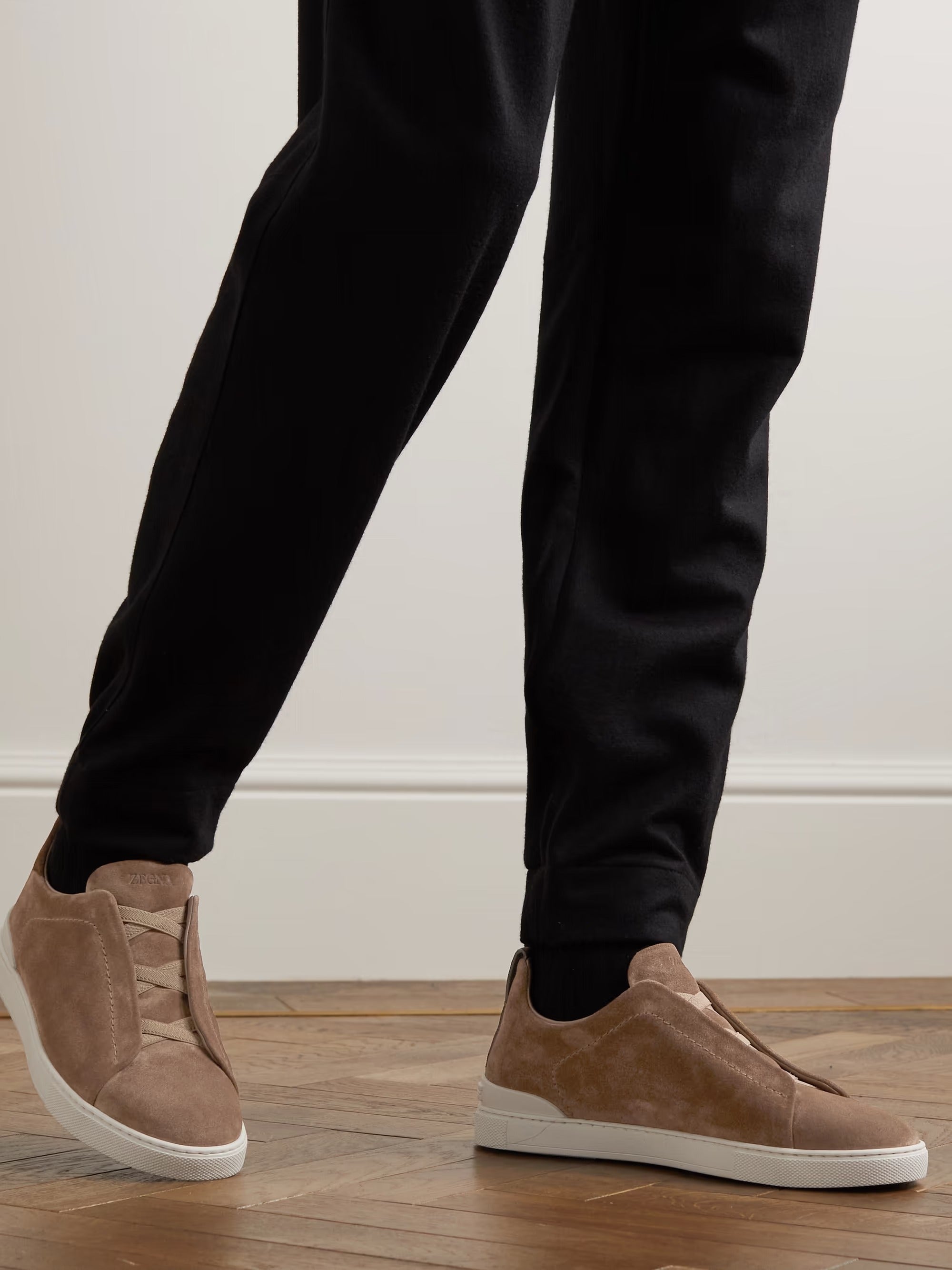 Triple Stitch Suede Slip-On Sneaker – Brown