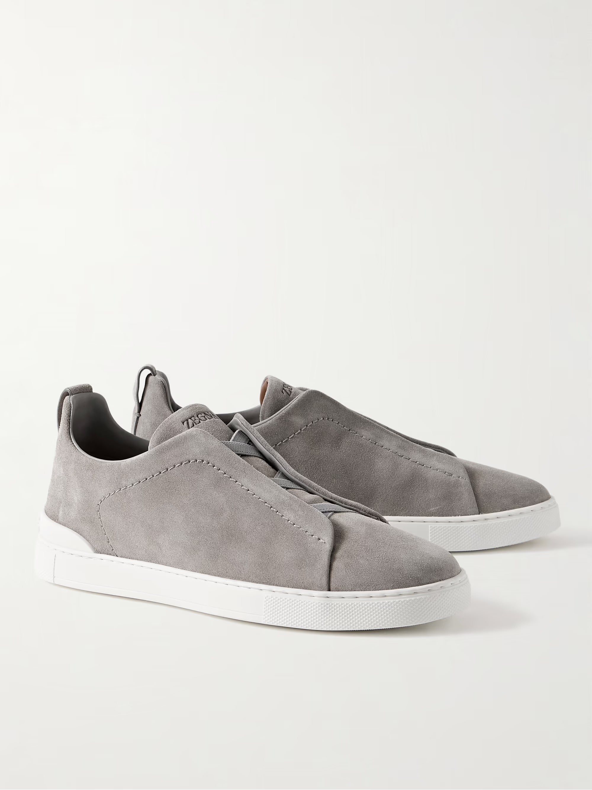 Triple Stitch Suede Slip-On Sneaker – Gray