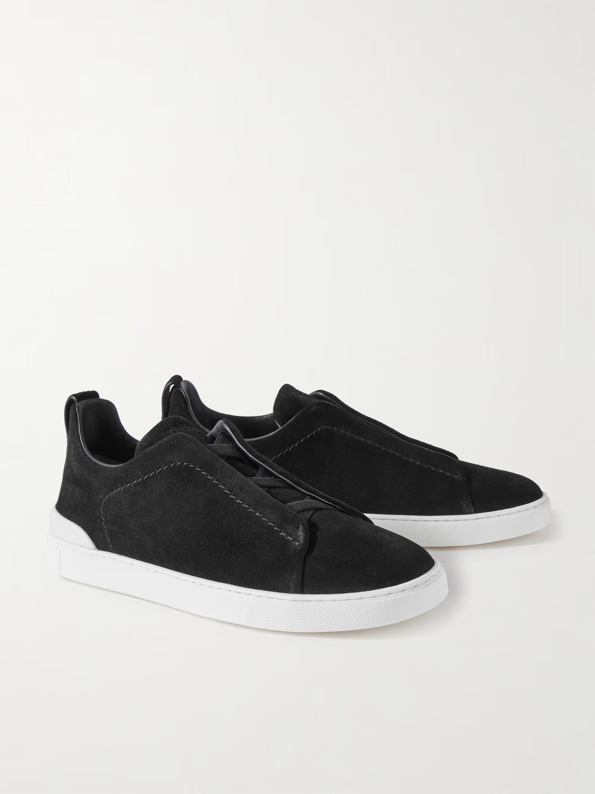 Triple Stitch Suede Slip-On Sneaker – Black