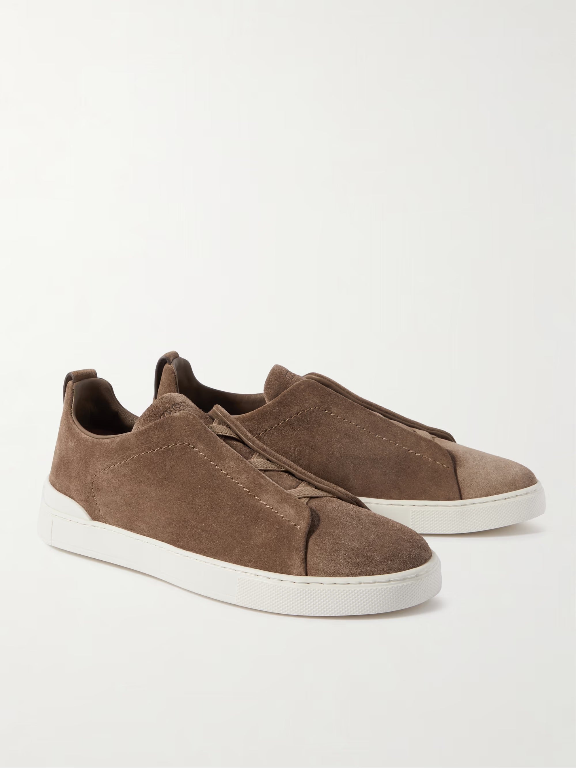 Triple Stitch Suede Slip-On Sneaker – Brown