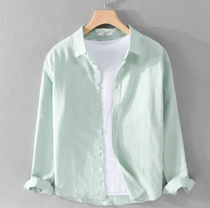 Harbor Linen Long-Sleeve Shirt/Light Sage Green