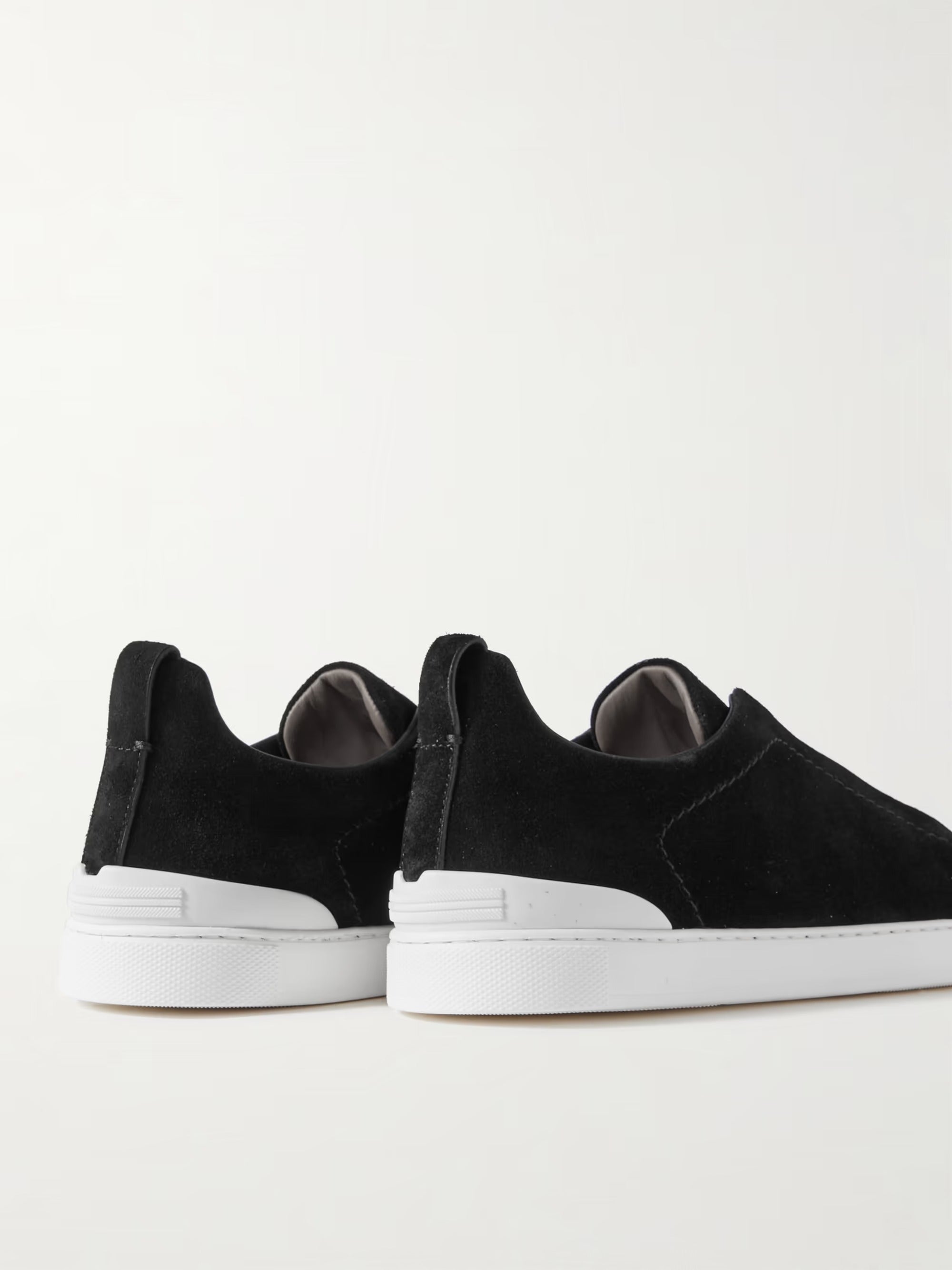 Triple Stitch Suede Slip-On Sneaker – Black