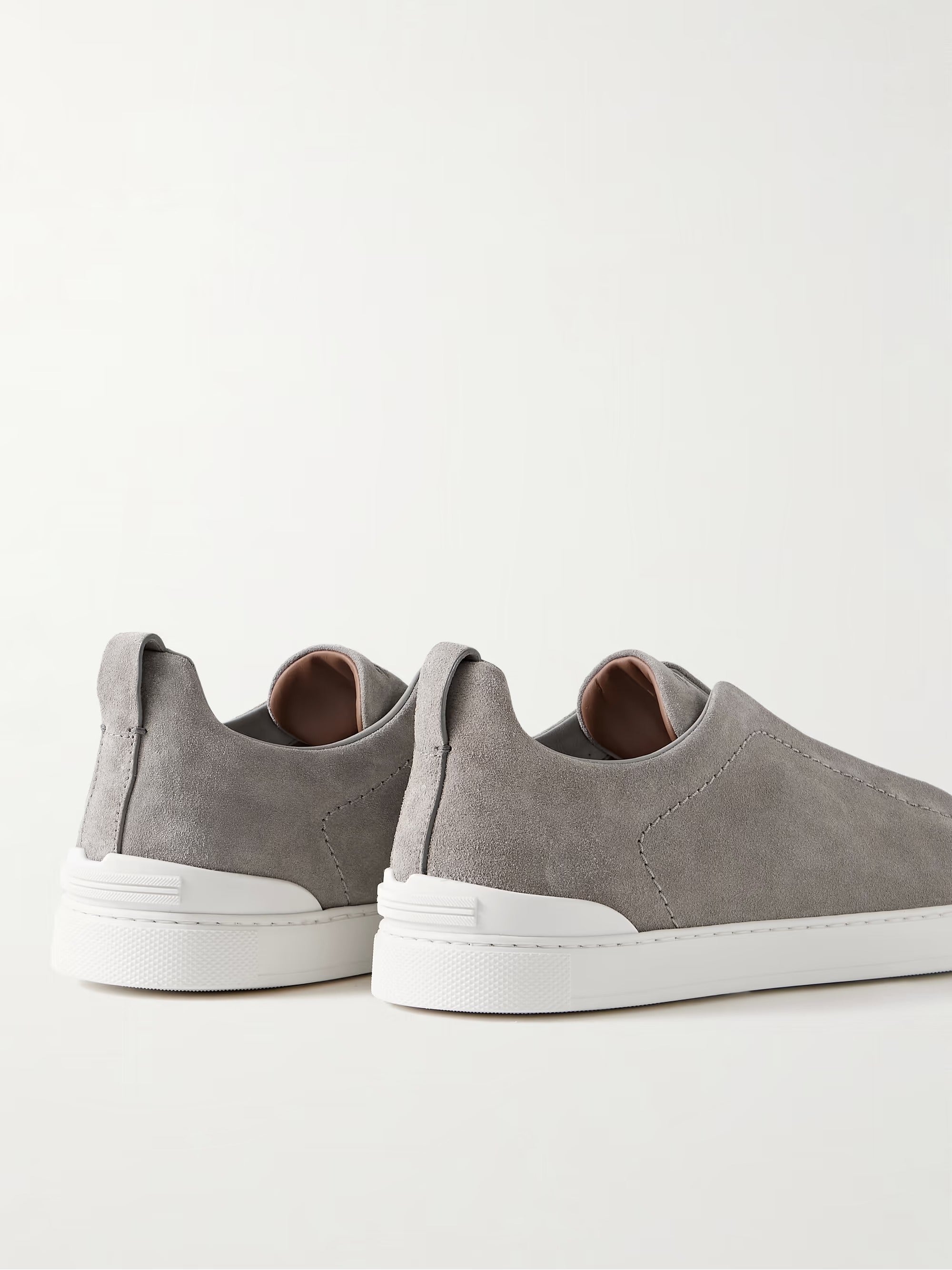Triple Stitch Suede Slip-On Sneaker – Gray