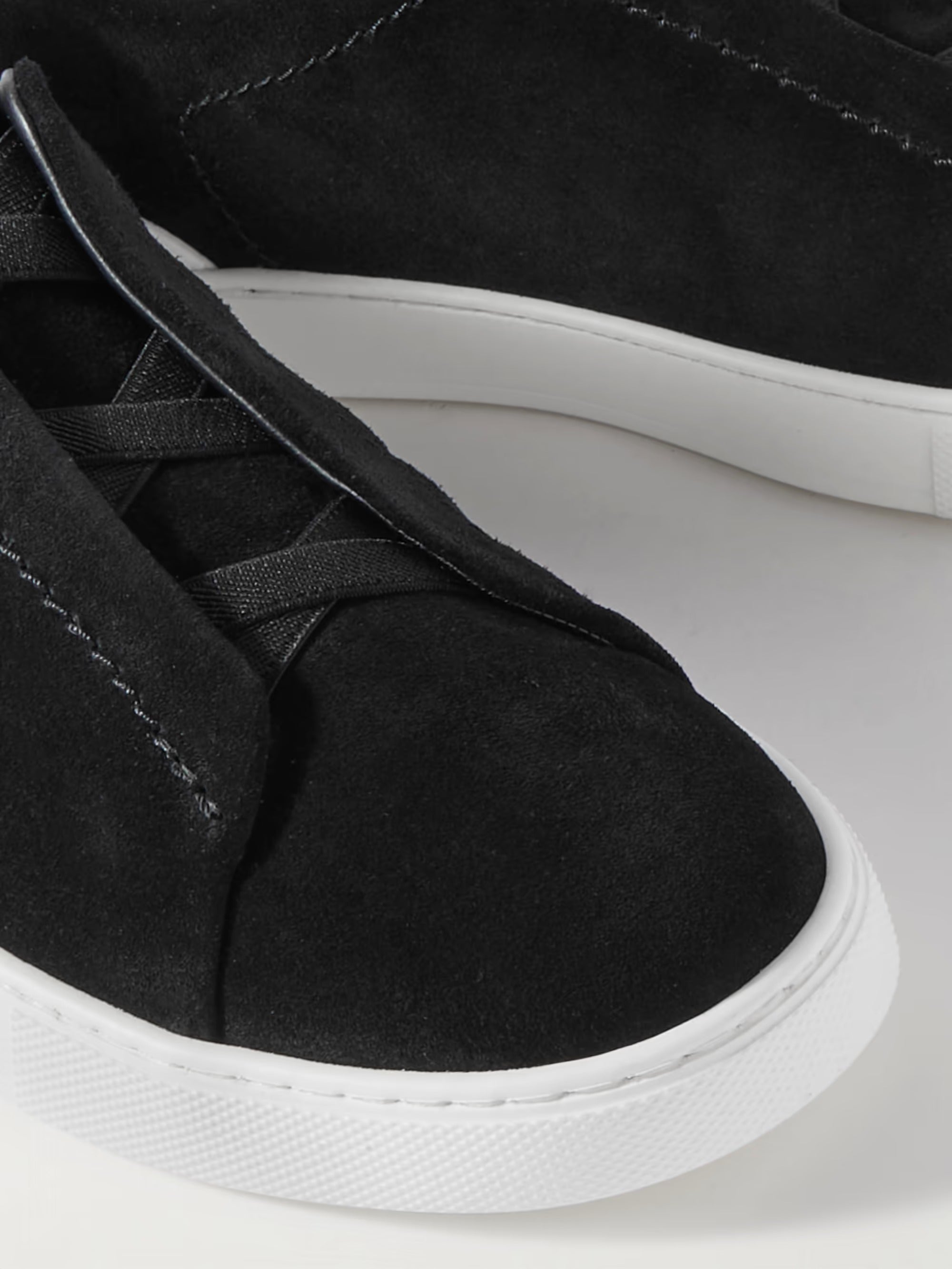 Triple Stitch Suede Slip-On Sneaker – Black
