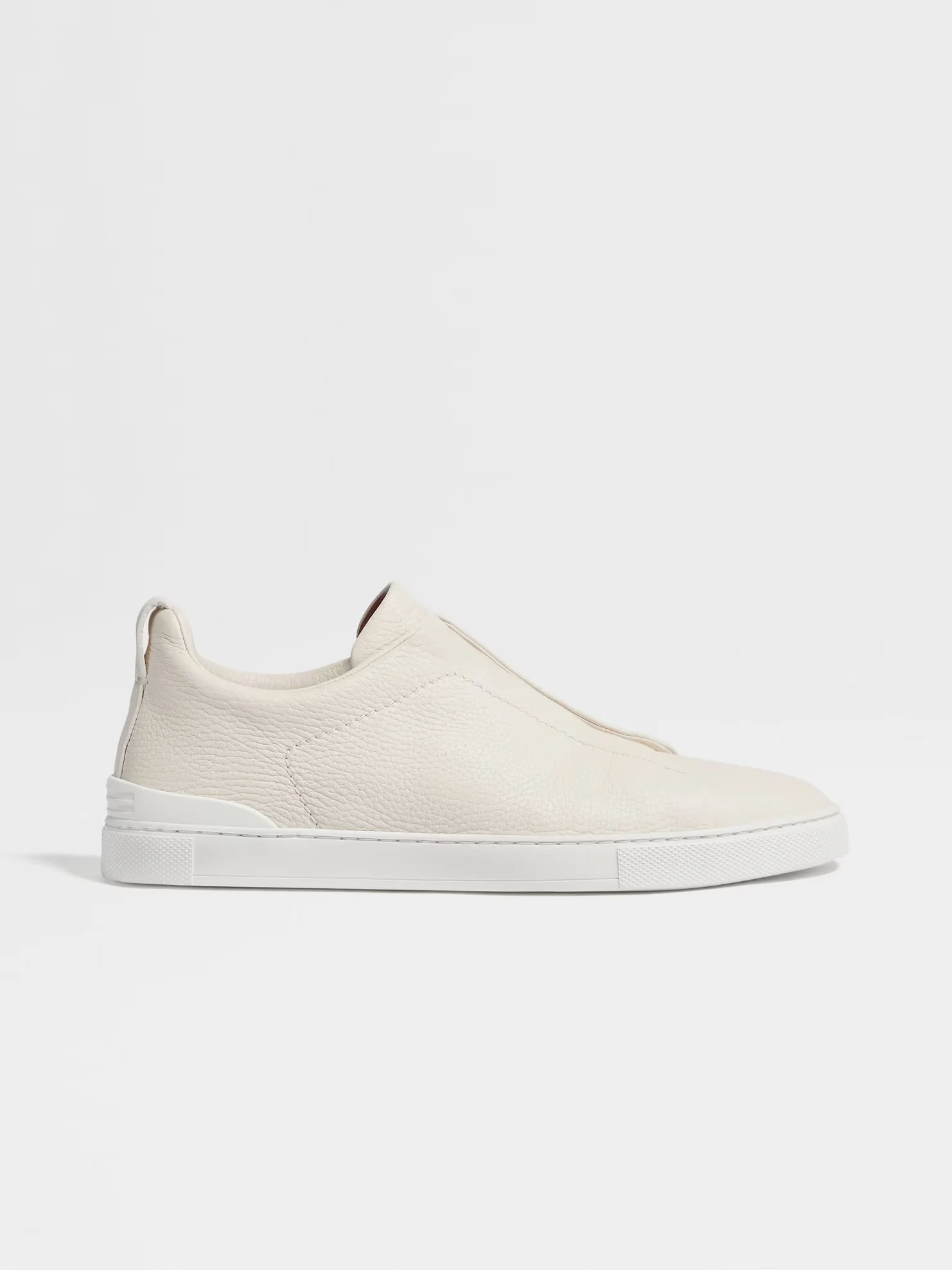Triple Stitch White Leather Sneakers