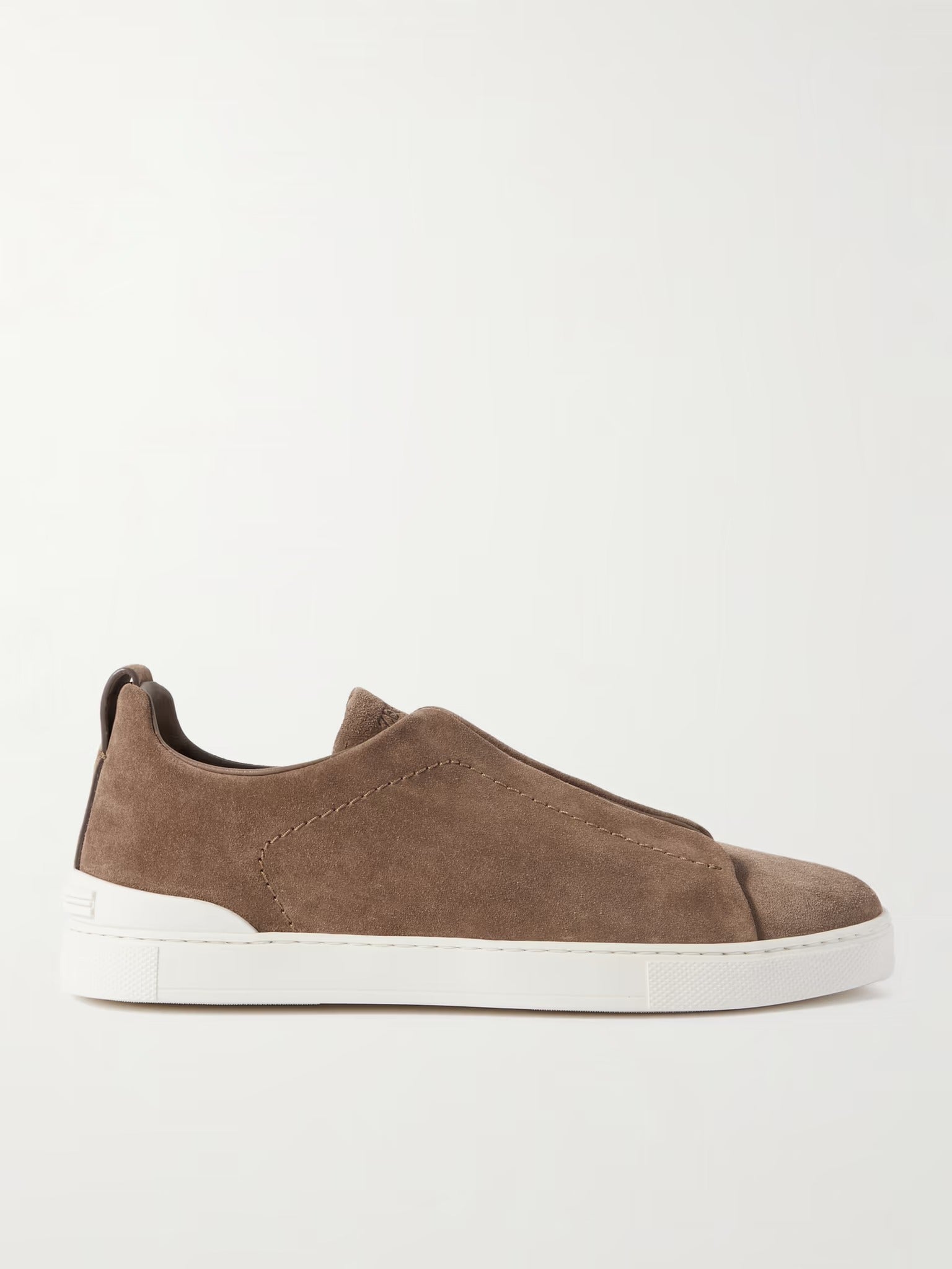 Triple Stitch Suede Slip-On Sneaker – Brown