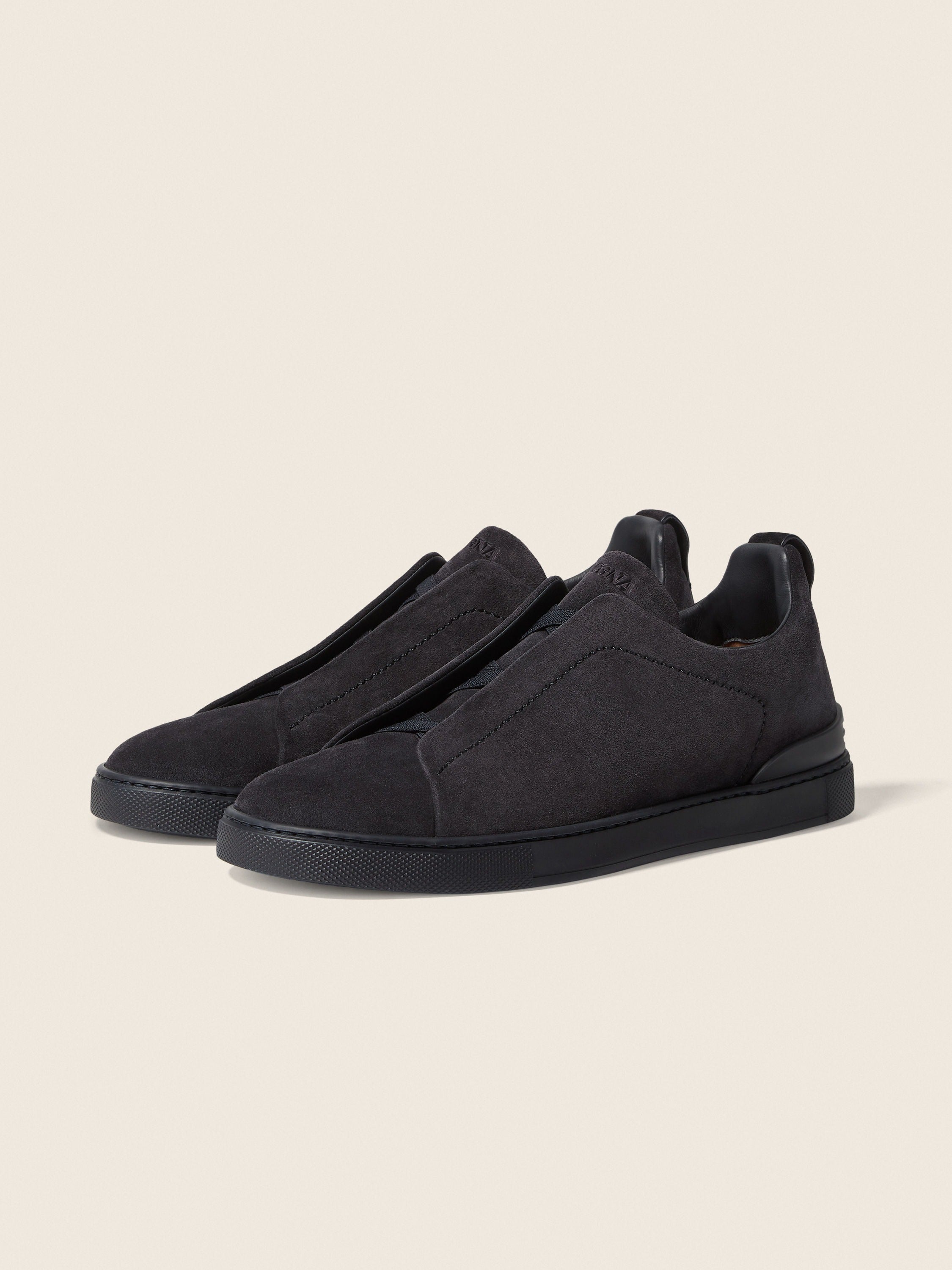 Triple Stitch Suede Slip-On Sneaker – Navy Blue