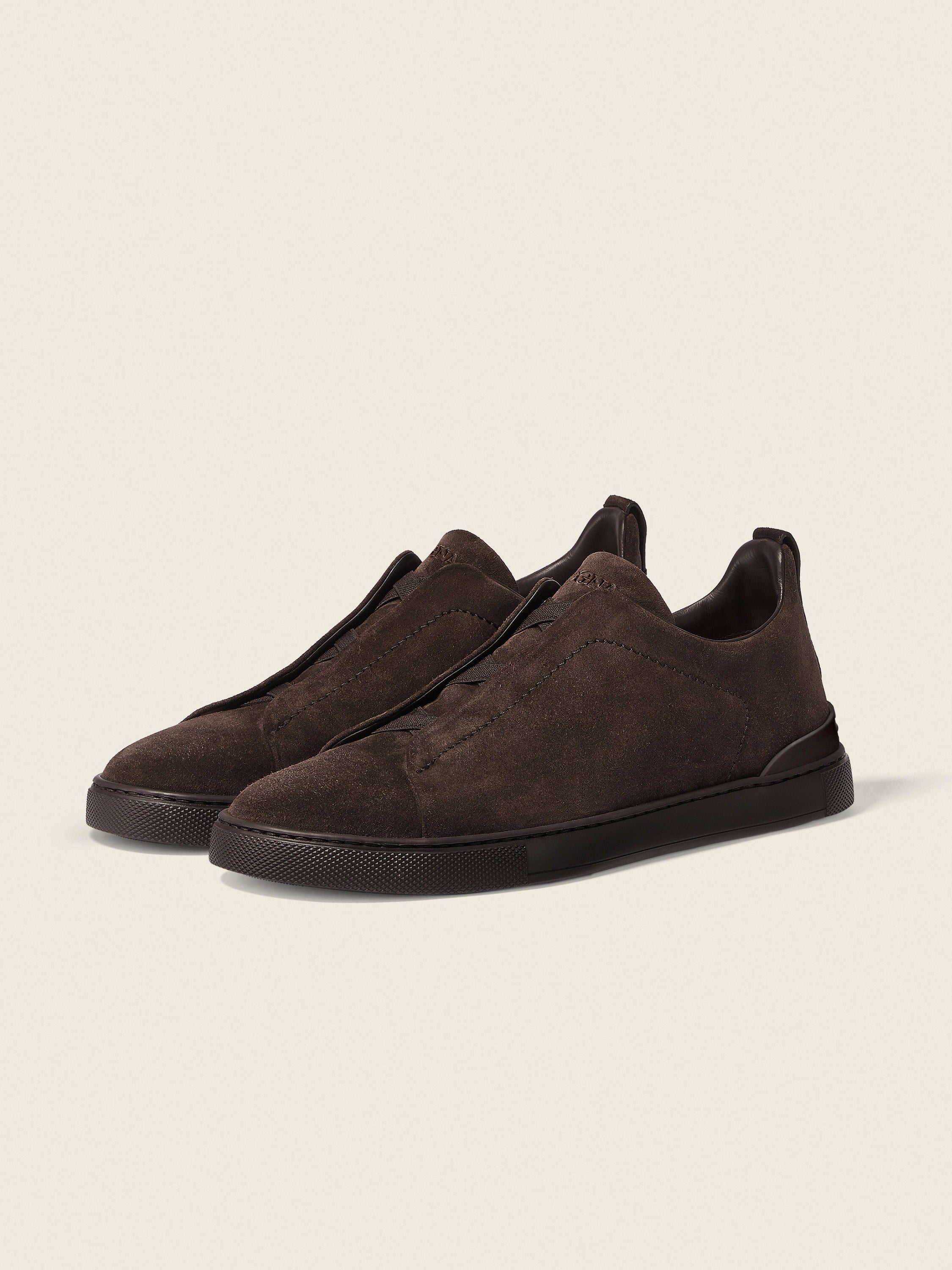 Triple Stitch Suede Slip-On Sneaker – Dark Brown