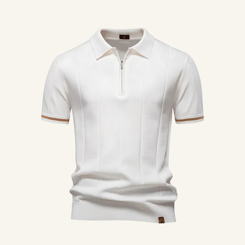 Vittorio Half-Zip Knit Polo - White