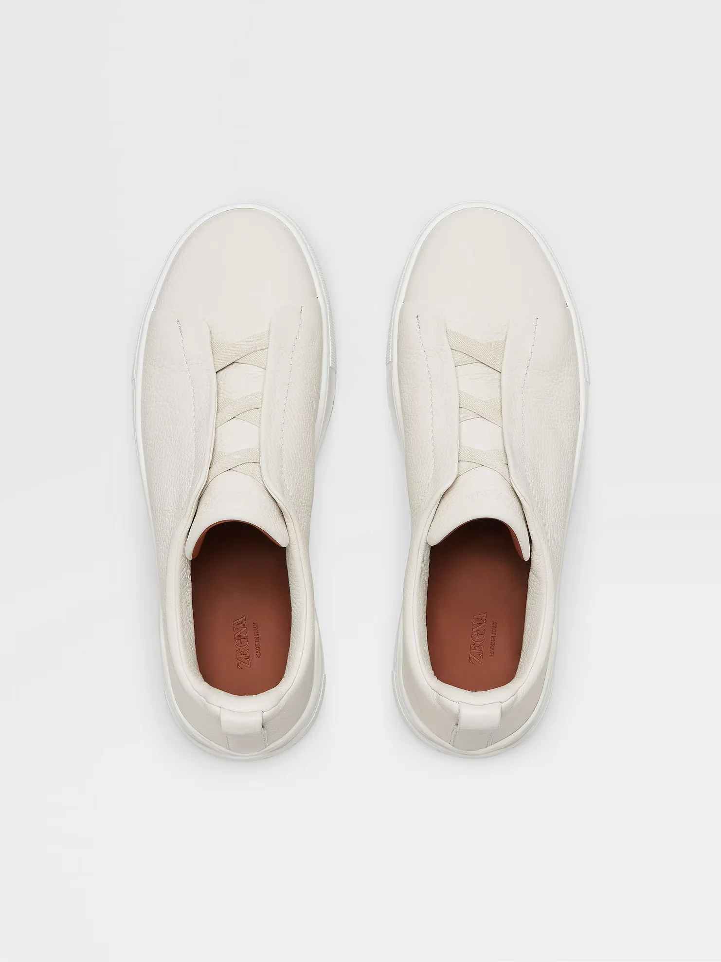 Triple Stitch White Leather Sneakers