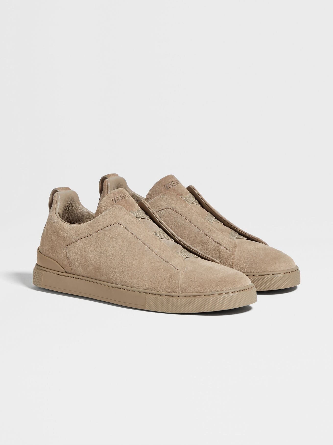 Triple Stitch Suede Slip-On Sneaker – Light Beige