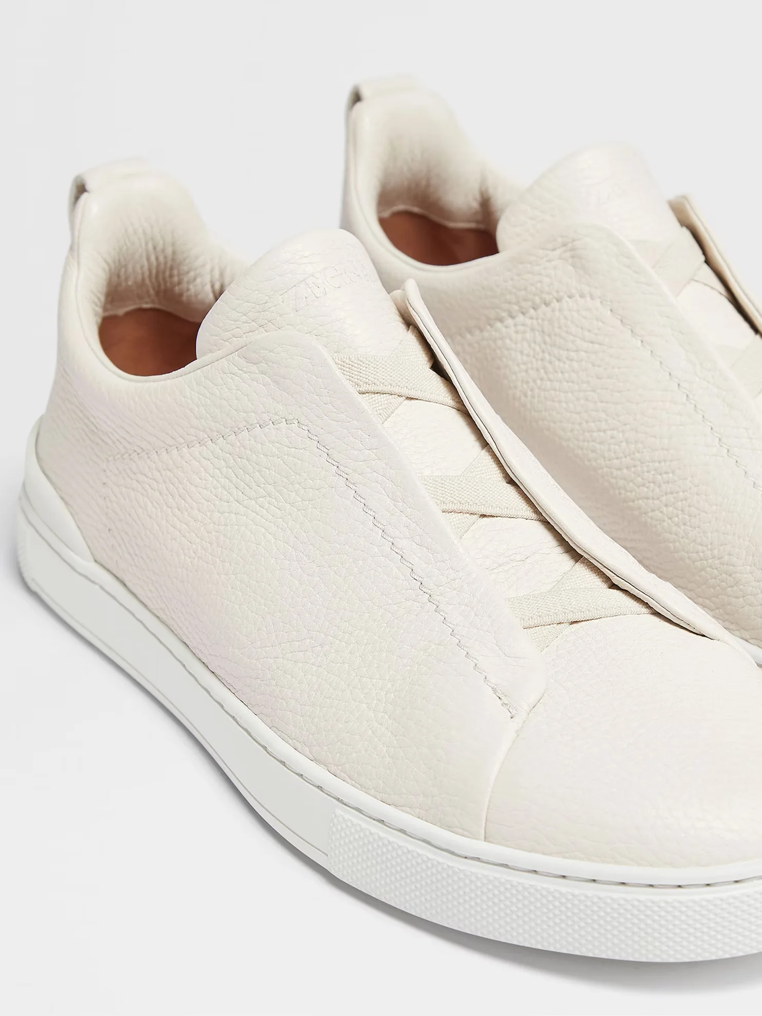 Triple Stitch White Leather Sneakers
