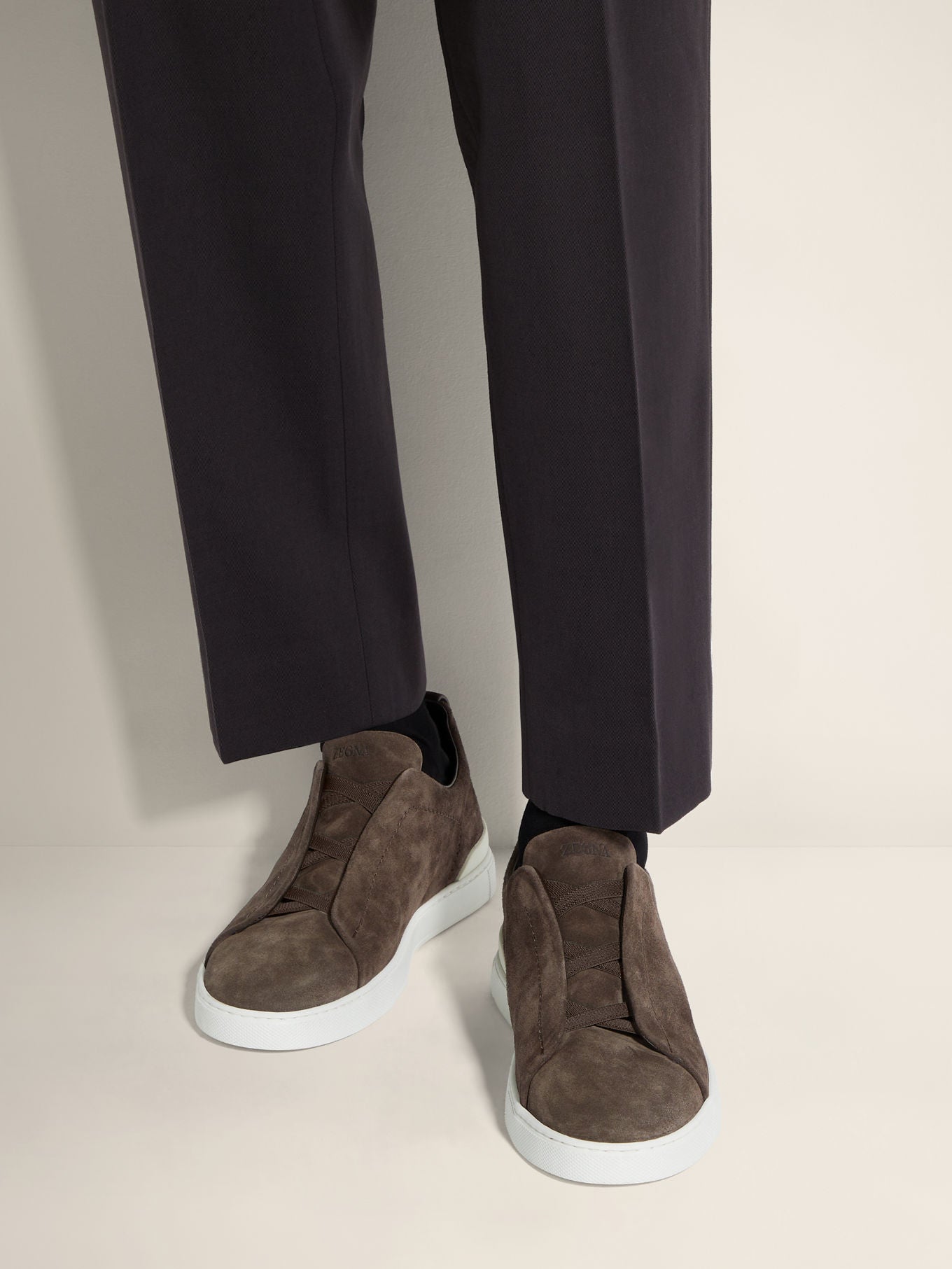 Triple Stitch Suede Slip-On Sneaker – Brown