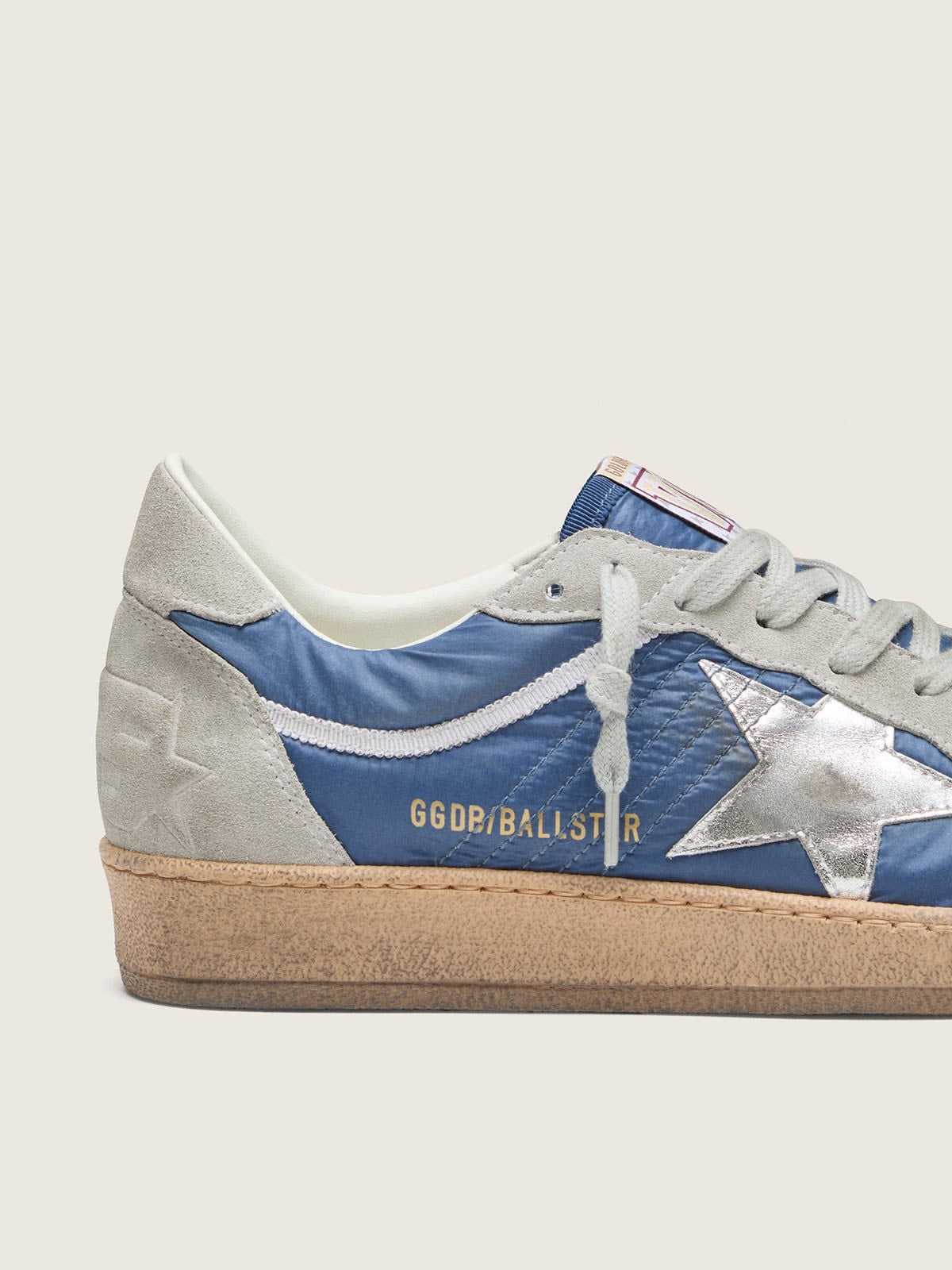Ball Star Suede Leather Sneakers - Silver/Light Gray - material detail