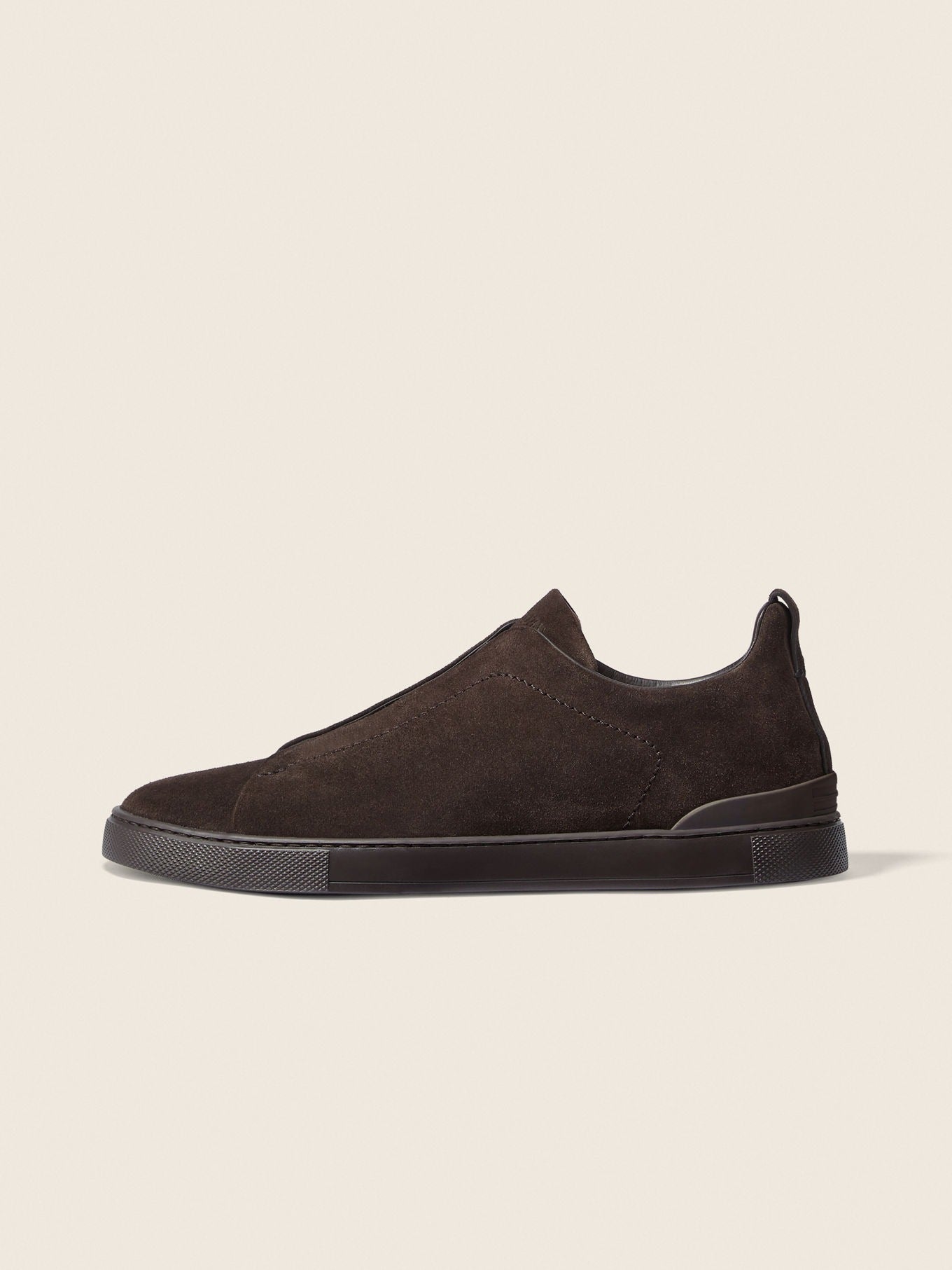 Triple Stitch Suede Slip-On Sneaker – Dark Brown