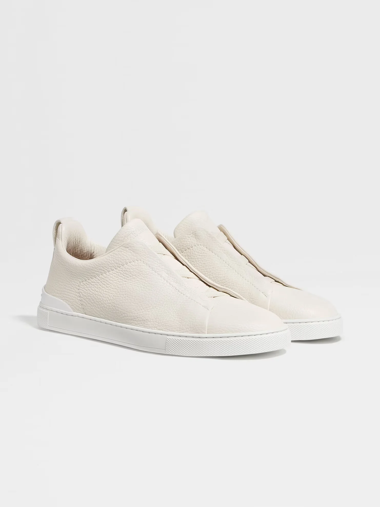 Triple Stitch White Leather Sneakers
