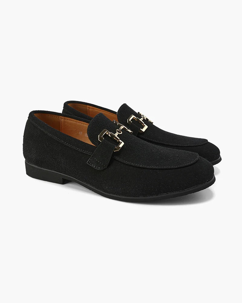 Suede Bit Loafers - Black