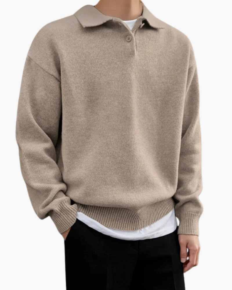 Wool Polo Sweater – Beige