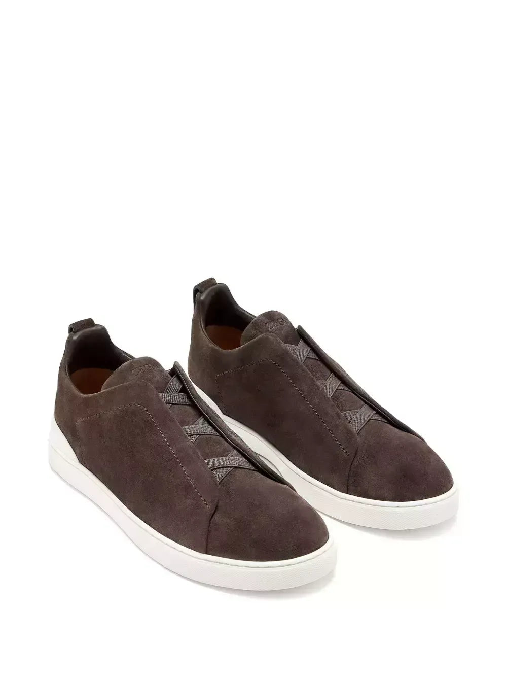 Triple Stitch Suede Sneakers – Dark Brown