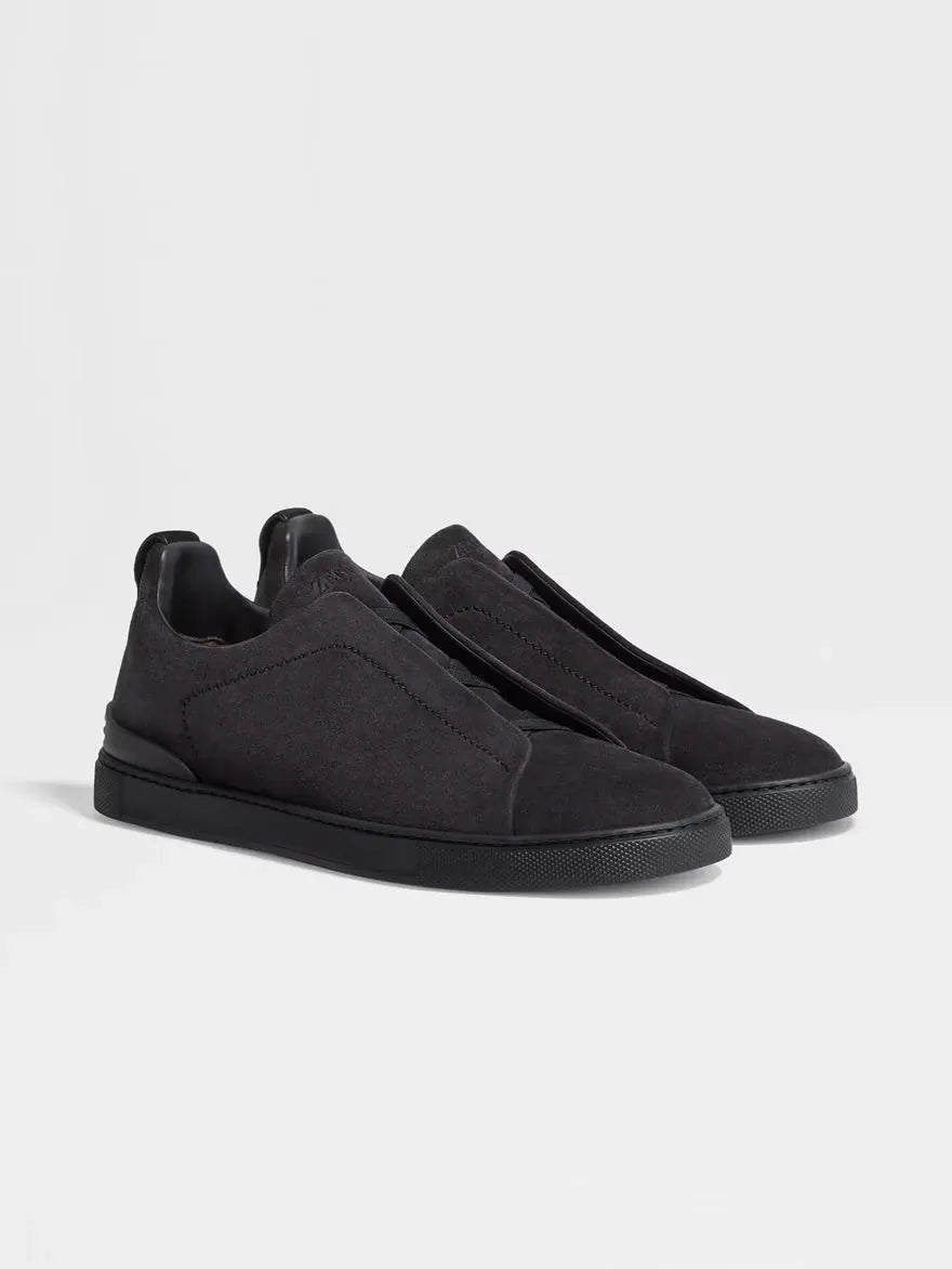 Triple Stitch Black Suede Sneakers