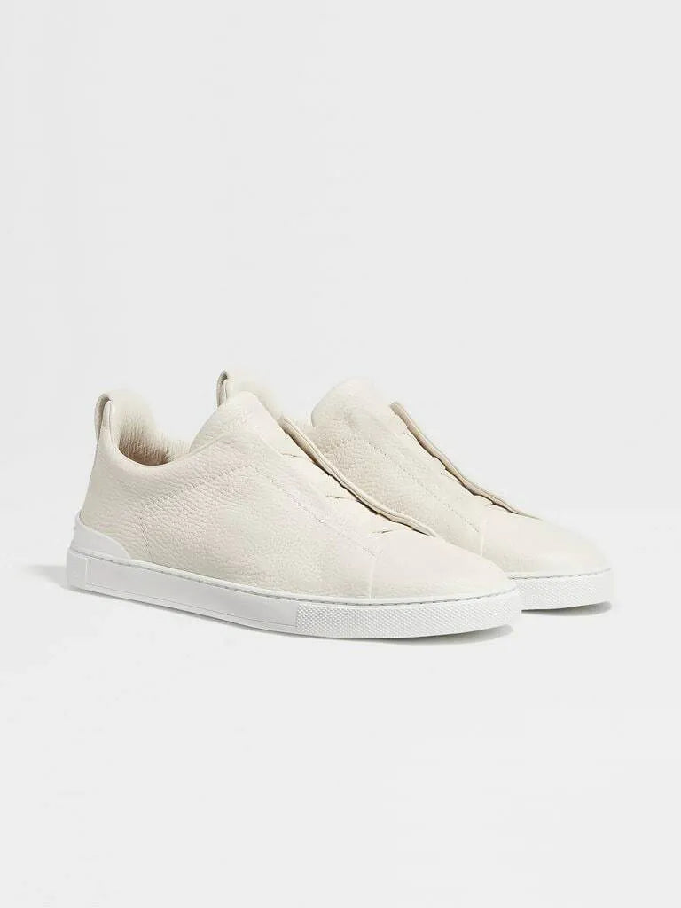 Triple Stitch Grained Leather Sneakers – Off-White