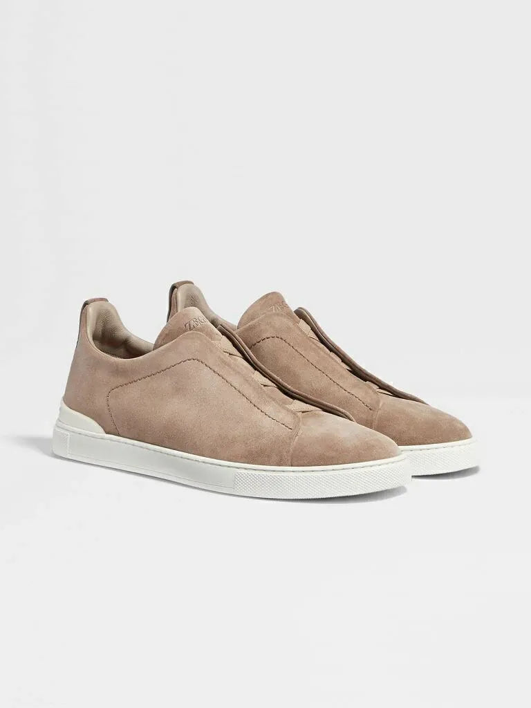 Triple Stitch Taupe Suede Sneakers