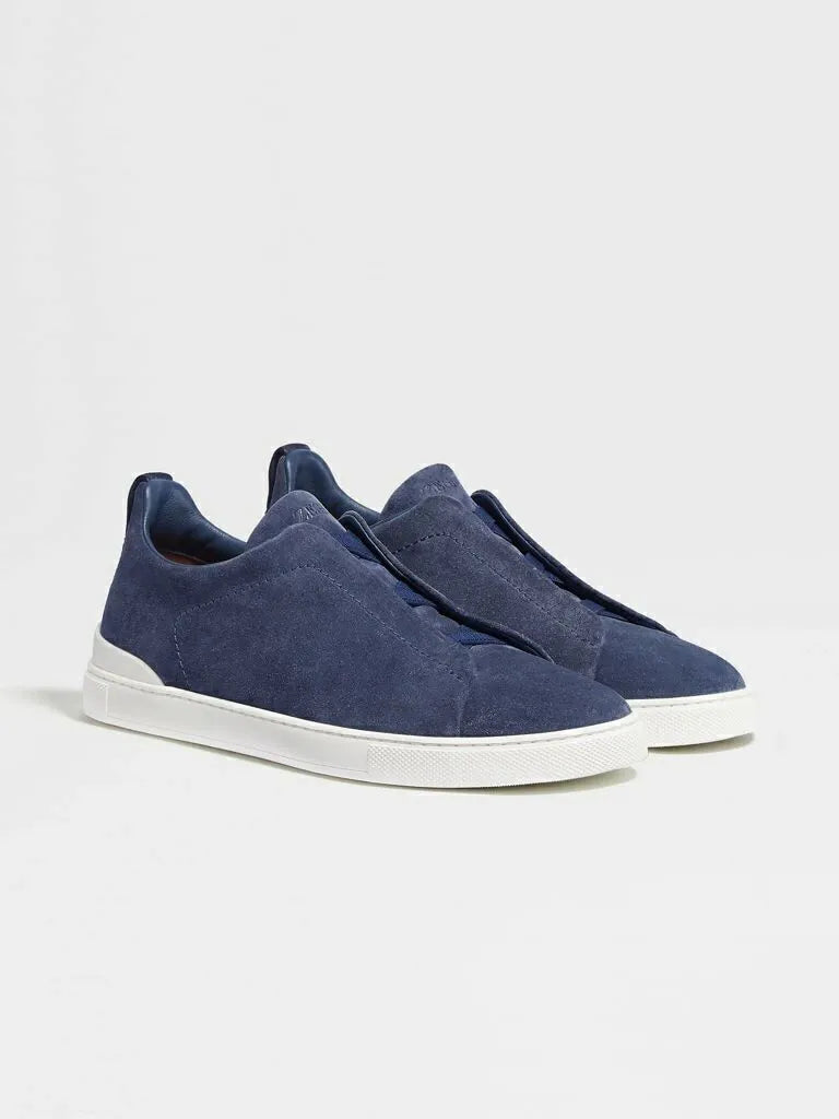 Triple Stitch Navy Suede Sneakers