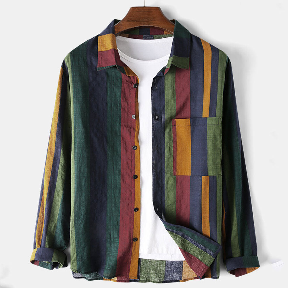 Riviera Stripe Linen Shirt - Multi-Color