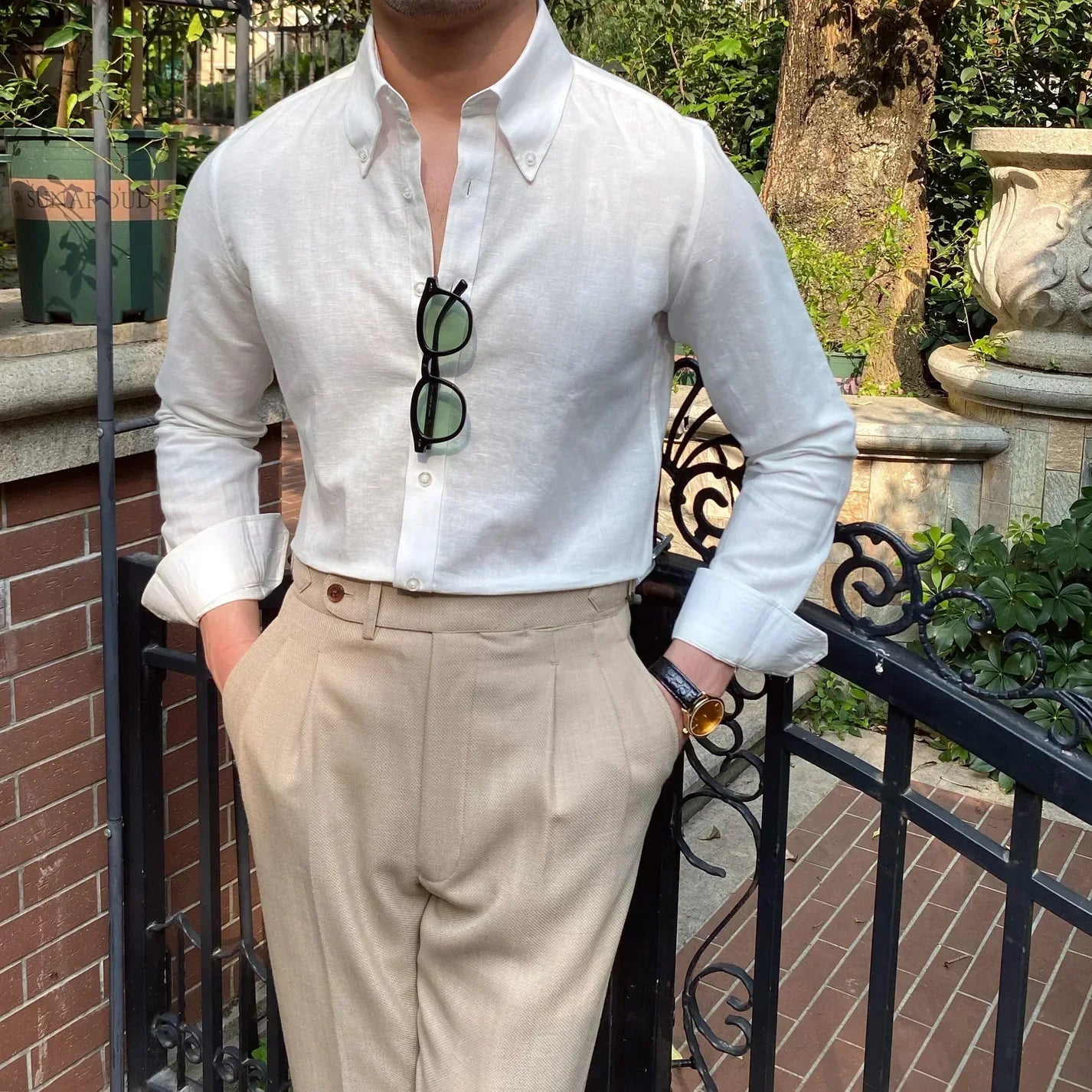 Capri Linen Button-Down - WHITE