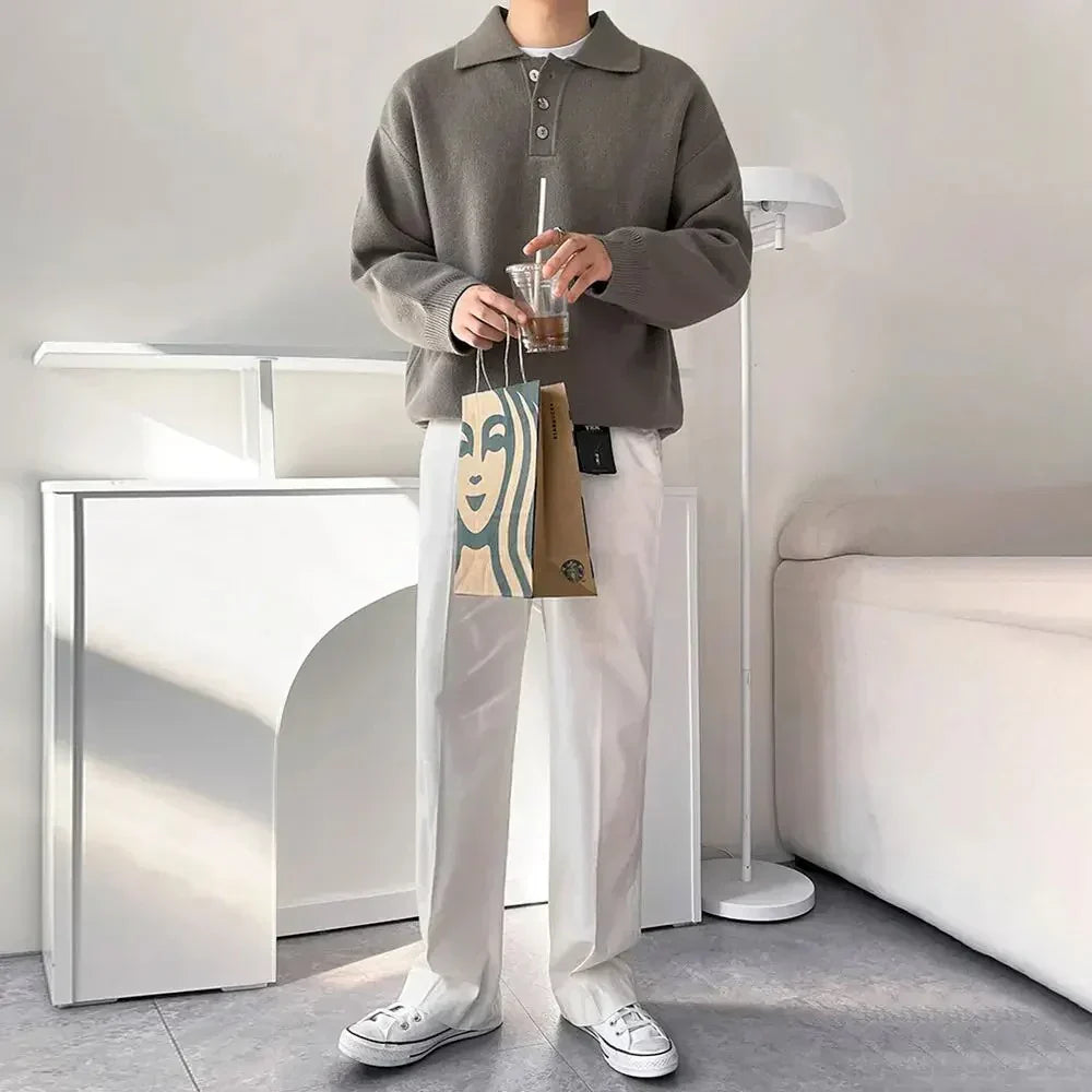 Kensington Polo-Knit Sweater - COFFEE