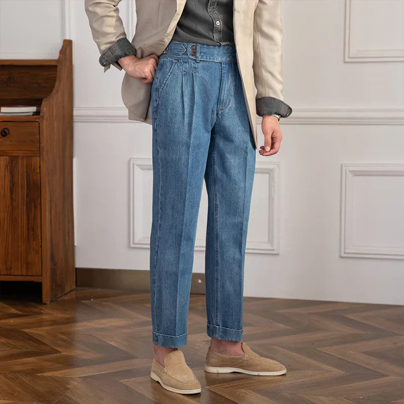 Tailored Denim Trousers - LIGHT BLUE